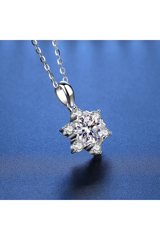 Turuncu Bague Ringen 100% 925 Gümüş Güzel Kolye 1 Karat Mozanit Klasik Kar Tanesi Kolye Kadınlar Için Düğün Moda Takı Hediyeler