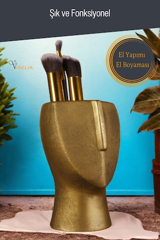 Makyaj Duzenleyici Makyaj Organizeri Makyaj Fırçalığı Makyaj Fırçası Altın Eskitme Renk Model 23 - Altın Eskitme Altın Eskitme