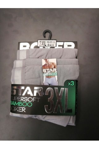 Star 3lü Erkek Süpersoft Bambu Boxer Gri
