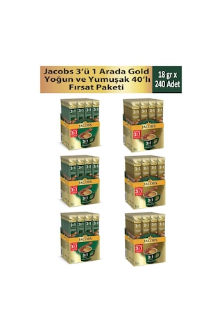 Jacobs 3 ü 1 Arada Gold Yoğun ve Yumuşak Kahve Seti 6'lı Set