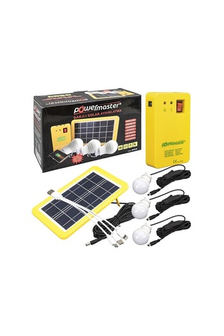 Solar Aydınlatma Seti Çok Uçlu 3 Ampullü 1 Adet