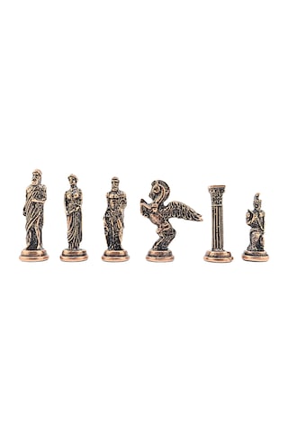 Gifthome Büyük Boy Metal Pegasus Satranç Tk. Antik Ve Ceviz Desenli Sandıklı Mdf Tahtası 36x36x6 Cm.