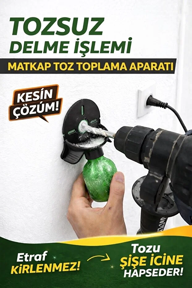 Şişeli Matkap Toz Toplama Aparatı Delme Esnasında Tozu Şişe İçinde Hapseder