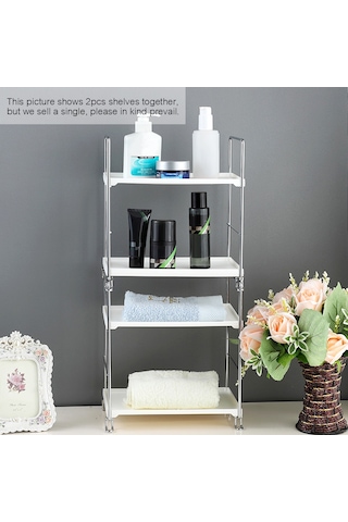 Moveevo Katlanabilir 2 Katlı Mutfak & Banyo Düzenleyici Raf - Beyaz & Gümüş Diğer