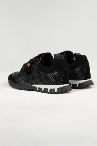 Tw Tonny White Tokyo - 193-1 Kadın Hasır Sneaker Süet Detaylı Boncuklu Calla Siyah-beyaz Taban