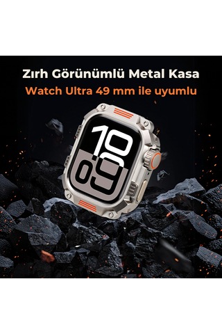 Watch Ultra 49 Mm İle Uyumlu Metal Saat Koruyucu Kılıf Zırh Tasarım Kasa