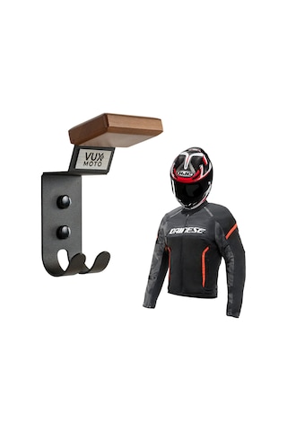 Kask Askısı Ahşap Metal Motosiklet Ekipman Askılığı Mat Siyah