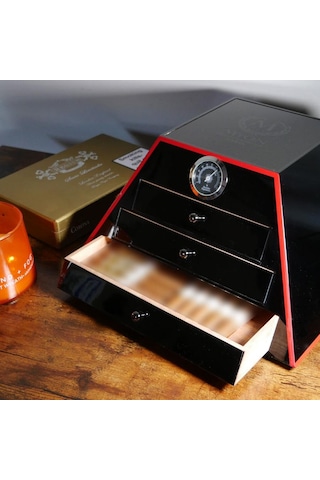 Myon Paris Pyramid Humidor Puro Kutusu Mat Siyah 50's