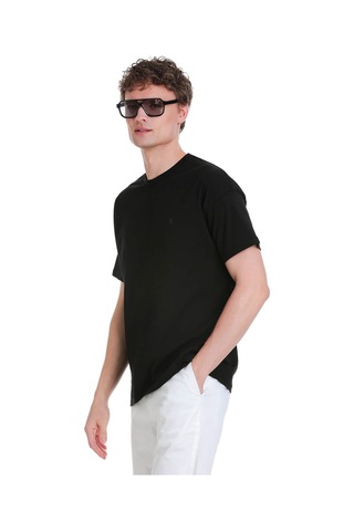 Hatemoğlu Siyah Regular Fit 100% Pamuk Bisiklet Yaka Oversize Tişört 1995328 SIYAH