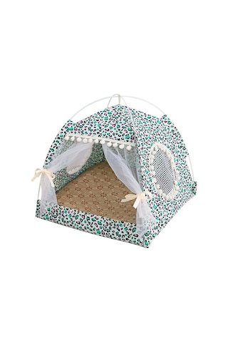 Vkemall Küçük Köpek Ve Kedi İçin Taşınabilir Çökeltilebilir Dış Mekan Kamp Tentesi - M Büyüklüğü, Leopar Desenli Yeşil