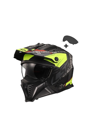 Ls2 Drıfter Devor Mat Siyah-neon Sarı Kask Sarı