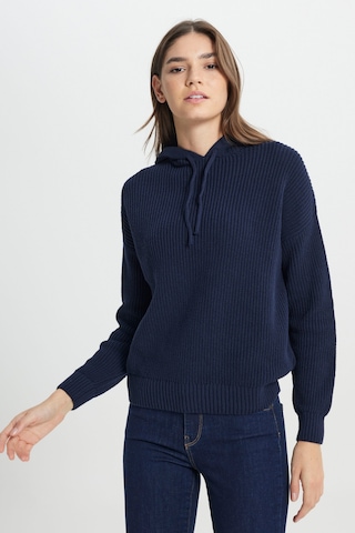 Wrangler Relaxed Fit Geniş Kesim Kapüşonlu Lacivert Triko Kazak W242711410 Lacivert