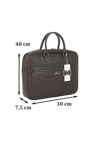 Case Club Unisex Evrak Çantası 15,6'' Laptop Bölmeli Omuz Askılı-Kahverengi