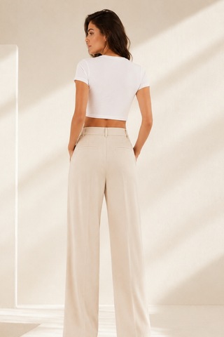 Loule Kadın Bisiklet Yaka Kısa Kollu Crop Top Beyaz %92 Pamuk