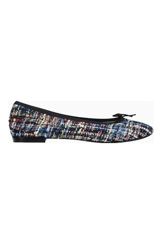 Repetto Cendrillon Ballet Flats, Siyah Tweed, Glitter Dokulu, Fiyonk Detaylı Sofistike, Fransız Zarafeti Babet