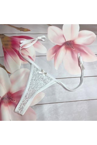 Hafif Giyim Fantezi Seksi 3'lü Dantelli Yandan Bağlamalı Seksi Tanga Hf0054 Çok Renkli