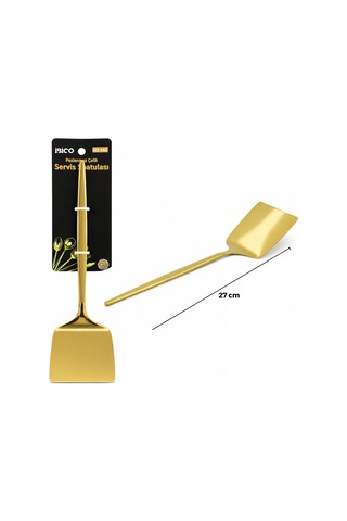 İbico İ22-453 Altın Gold Metal Servis Spatulası - 27 Cm- 12'li Paket
