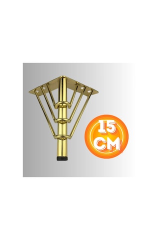 15 Cm Metal 3 Telli Koltuk Ayağı Mobilya Ayağı Ünite Ayağı Konsol Ayağı Puf Berjer Ayağı Gold