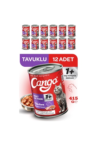 Cango Yetişkin Yaş Kedi Maması Tavuklu 415gr 12lı