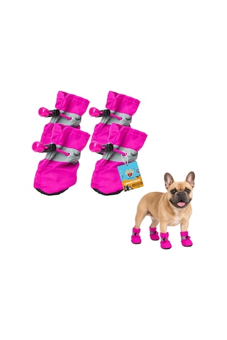 Patibon Su Geçirmez Köpek Botu 4 Lü Set - Yansıtıcı Şeritli & Kaymaz Taban S 2 Beden Siyah