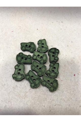 Ahşap Bebek Düğmesi 6 Adet 1,5 Cm / Yeşil