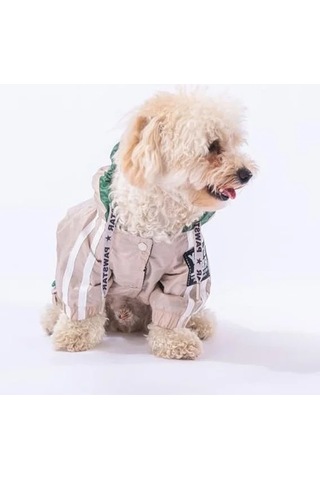 2as Polarlı Bej-yeşil Küçük Irk Köpekler İçin Su Geçirmez Yağmurluk Tulum M 142335