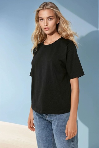Hiccup Pamuklu Basic Bisiklet Yaka T-shirt Siyah