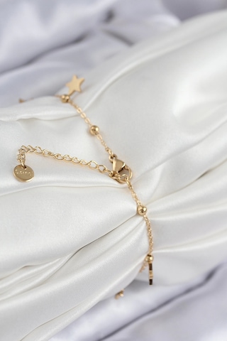 316l Çelik Sıralı Yonca Model Gold Renk Kadın Bileklik Çok Renkli