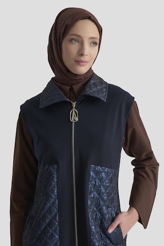 Armine Trend Kabartma Garni Detaylı Fermuarlı Yelek Lacivert 25kt540