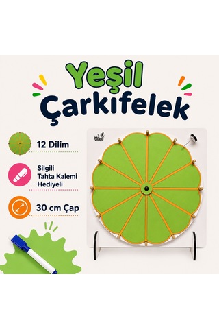 Yeşil Çarkıfelek Oyunu Ahşap Eğitim Materyali