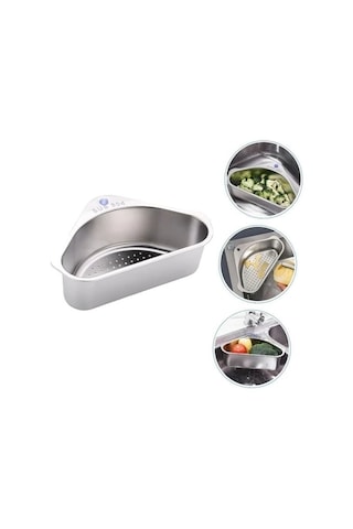 Inox Lavabo Köşe Süzgeci Organizer 304 Paslanmaz Çelik Çok Renkli