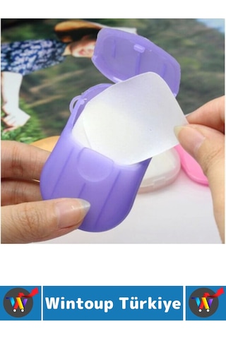 Seyahat Tipi Kamp Outdoor Okul Ofis Hafif Suda Kolay Çözünen Sabunluk Tasarımlı Kağıt Sabun 40 Adet Çok Renkli