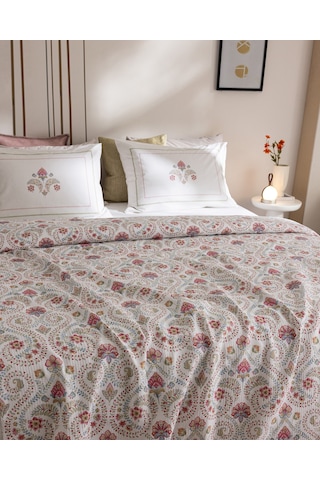 Madame Coco Bretagne Çift Kişilik %100 Pamuk Karde Baskılı Çarşaflı Pike Takımı - Renkli 8684427310915 Çok Renkli