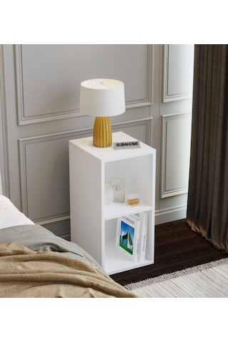30 Cm Mdf Modern Beyaz Komodin Çok Amaçlı Yan Sehpa