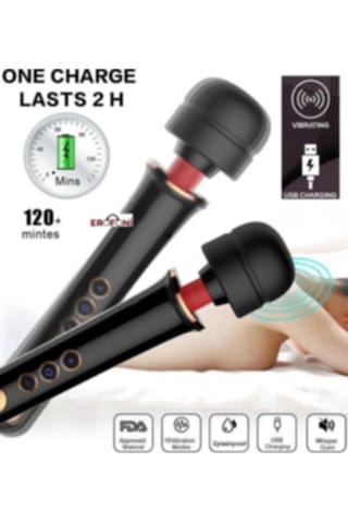 Erofoni Yeni Nesil Usb Şarjlı 32 CM Teknolojik 10 Hız Titreşimli Klitoral Black Erotik Masaj Vibratörü