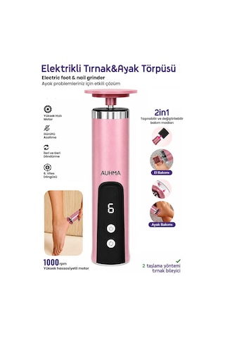 Exenar - Pembe - Ayak Nasır Ve Tırnak Törpüsü Ayak Bakım Cihazı Nasır Sökücü Profesyonel 6 Kademeli Auhma Ahb07
