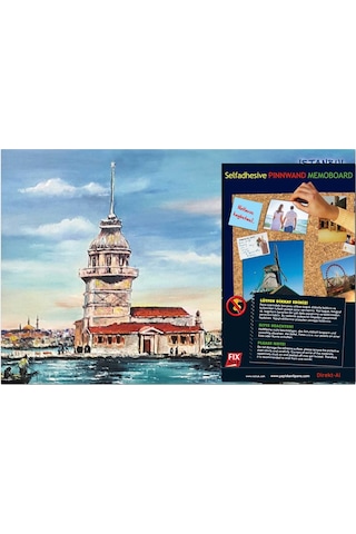 Yapışkanlı Pano/İstanbul, Kız Kulesi 33X48 Cm.