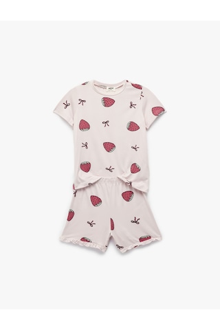 Koton Çilek Baskılı Kısa Kollu Pijama Takımı Pembe Desenli 5slk40199mk Pembe Desenli