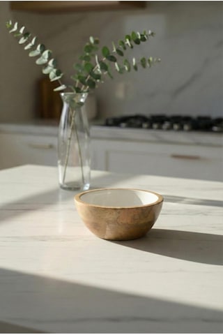 Mango Agacı Sunum Servis Kasesi & Dekoratif Kase 20 Cm Krem Krem - Kahverengi