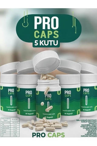 Procaps 5 Kutu X 15 Kapsül Takviye Edici Gıda Pro Caps Detox Için Çay Hediyesiyle