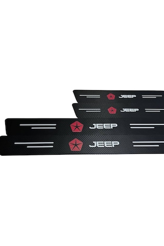 Jeep Logolu Karbon Kapı Eşiği Koruyucu Bant Folyo 4'lü Set