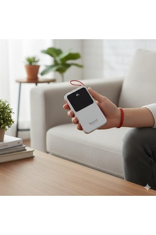 H22 10000 Mah Power Bank Pd 20w Ve Usb 22.5w Fast Hızlı Şarj Dahili Type C Ve Lightning Kablolu Dünya Standartlarına Uygun Polymer Batarya Birebir Amper Lcd Göstergeli Powerbank