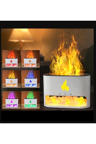 Şömine Hava Nemlendiricisi 4 Renkli Alevli Taşlı Buhar Makinesi