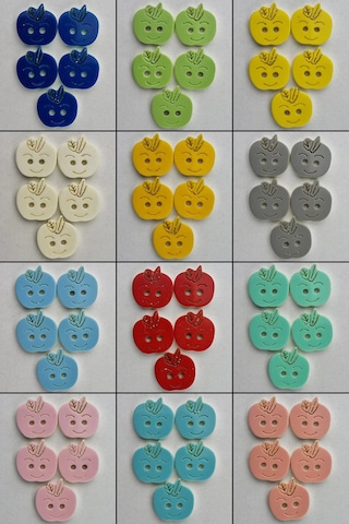 Elma Figürlü Bebe Düğmesi 60 Adet Her Renkten 5 Adet