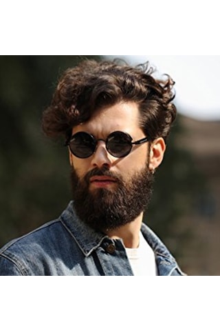 Retro Vintage Steampunk Gothic Tarz Yuvarlak Güneş Gözlüğü Siyah