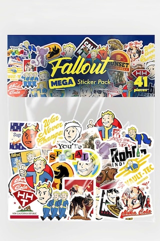 Fallout Serisi Mega Sticker Paketi 41 Parça Yapışkanlı Suya Dayanıklı Etiket Seti Çok Renkli