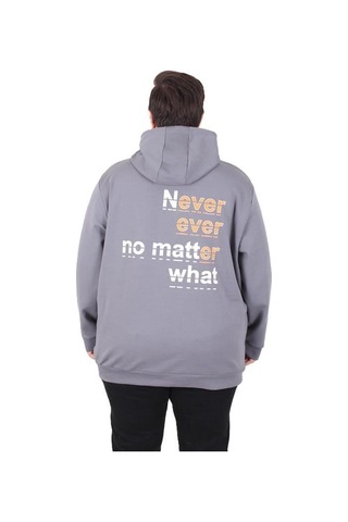 Starbattal Büyük Beden Kapüşonlu Sweat Double Face Never 25706 Fume Fume