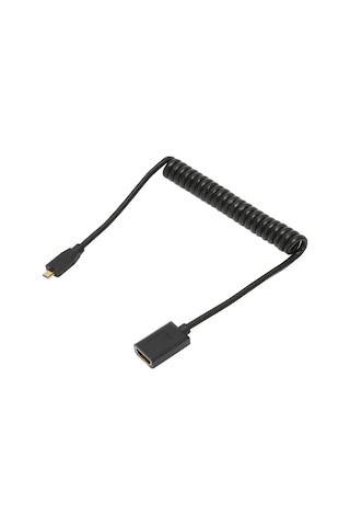 Hd Multimedya Arayüz Kablosu Mikro - Dişi 8k 60hz 48gbps Spiral Video Adaptör Kablosu Tablet Tv Kamera İçin