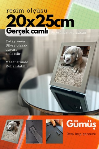 20mm Çerçeve Camlı 20x25 Cm Fotoğraf Resim Çerçevesi Ayaklı Veya Duvara Asma Yatay-dikey 18788589