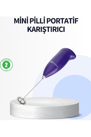 Mini Pilli Portatif Karıştırıcı Cappuccino, Latte, Frappe Ve Kahve Köpürtücü - Lisinya